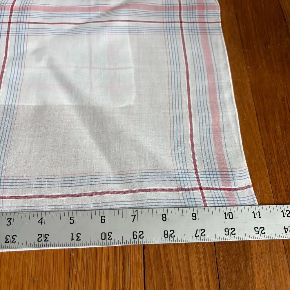 Vintage Plaid Cotton Handkerchief Set Pink Blue 11x11